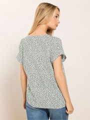 M&Co Natural Spot Short Sleeve Button Blouse - Image 3 of 5