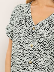M&Co Natural Spot Short Sleeve Button Blouse - Image 4 of 5