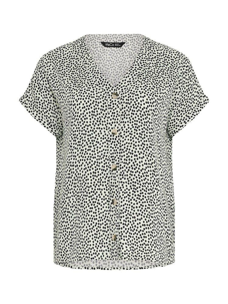 M&Co Natural Spot Short Sleeve Button Blouse - Image 5 of 5