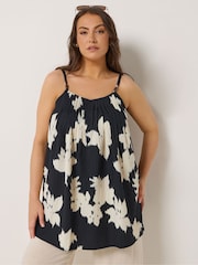 Yours Curve Black Pleated Cami - Image 1 of 5