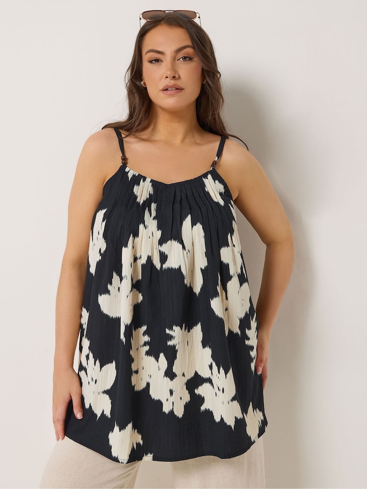 Yours Curve Black Pleated Cami - Image 1 of 5