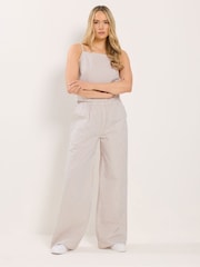 Long Tall Sally Natural Stripe Wide Leg Trousers - Image 1 of 5
