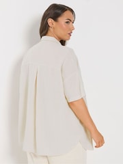 Yours Curve Natural Short Sleeve Linen Shirt - Image 3 of 5