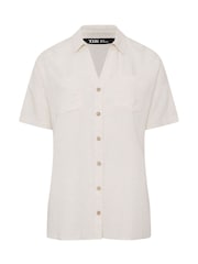 Yours Curve Natural Short Sleeve Linen Shirt - Image 5 of 5