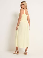 Yours Curve Yellow Shirred Maxi Dress - Image 3 of 5
