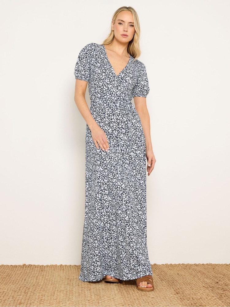 Long Tall Sally Blue Ditsy Wrap Maxi Dress - Image 2 of 5