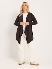 Yours Curve Brown Waterfall Cardigan - Image 2 of 5