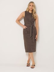 Long Tall Sally Brown Sleeveless Zip Front Midi Dress - Image 2 of 6