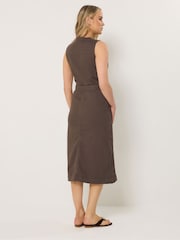 Long Tall Sally Brown Sleeveless Zip Front Midi Dress - Image 4 of 6