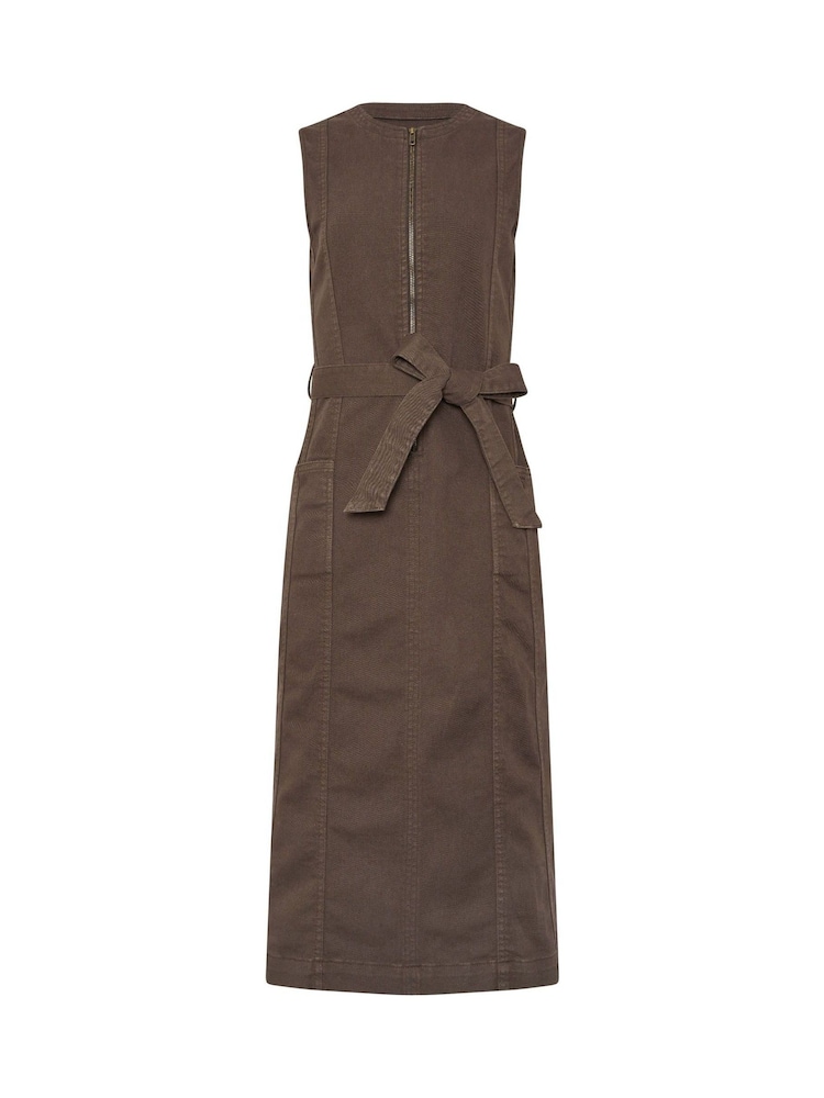 Long Tall Sally Brown Sleeveless Zip Front Midi Dress - Image 6 of 6