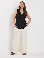 Yours Curve Black Button Through Knitted Waistcoat - Image 2 of 5