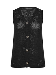 Yours Curve Black Button Through Knitted Waistcoat - Image 5 of 5
