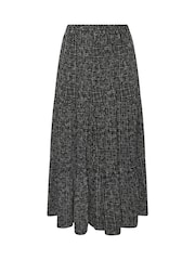 Yours Curve Black Abstract Tiered Skirt - Image 5 of 5