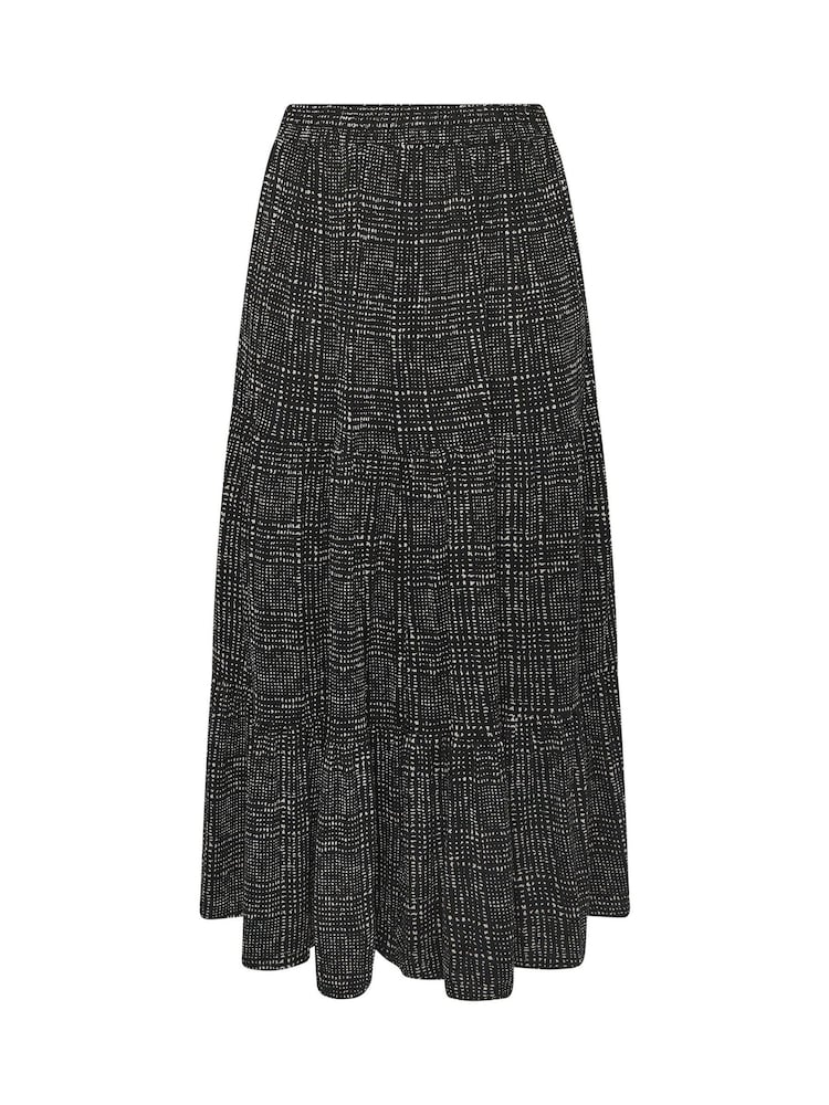 Yours Curve Black Abstract Tiered Skirt - Image 5 of 5