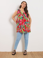 Yours Curve Red Front Vest Top - Image 2 of 5