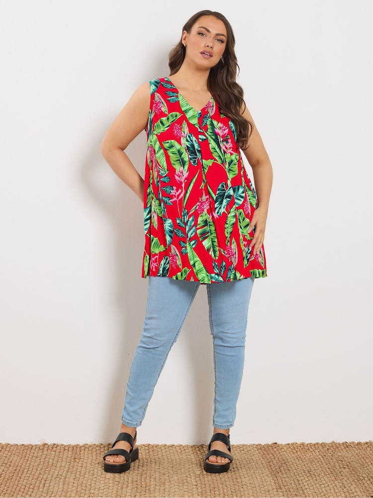 Yours Curve Red Front Vest Top - Image 2 of 5