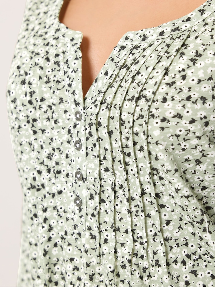 M&Co Mint Green 3/4 Sleeve Henley Top - Image 4 of 4