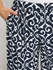 Yours Curve Blue Abstract Wide Leg Trousers - Image 4 of 5