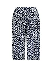 Yours Curve Blue Abstract Wide Leg Trousers - Image 5 of 5