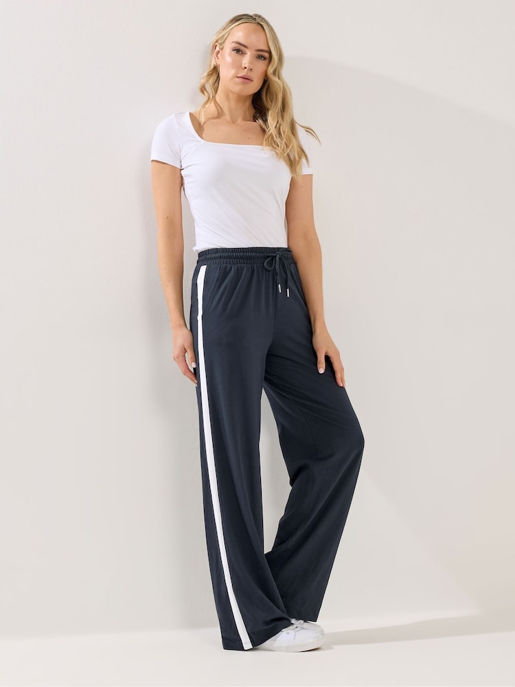 Long Tall Sally Blue Contrast Piped Joggers - Image 1 of 5
