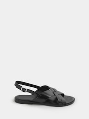 Yours Curve Black Extra Wide Fit EEE Faux Leather Cross Over Strap Sandals - Image 3 of 5