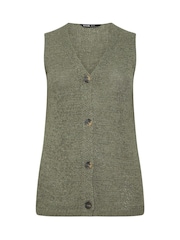 Yours Curve Green Button Through Knitted Waistcoat - Image 6 of 6
