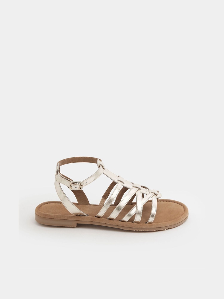 Yours Curve Gold Extra Wide Fit EEE Faux Suede Gladiator Sandals - Image 2 of 5