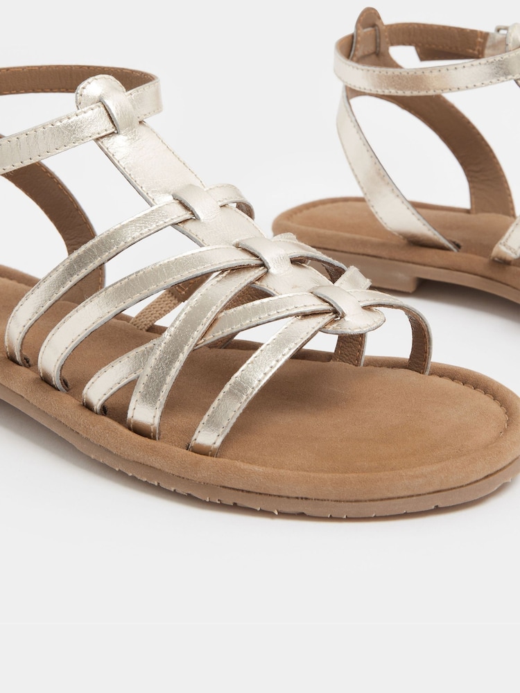 Yours Curve Gold Extra Wide Fit EEE Faux Suede Gladiator Sandals - Image 5 of 5