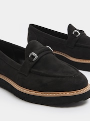 أسود - حذاء شمواه صناعي سهل اللبس بتفصيل شكيمة خيل مقاس بالغ العرض من Yours Curve - صورة 5 من 5