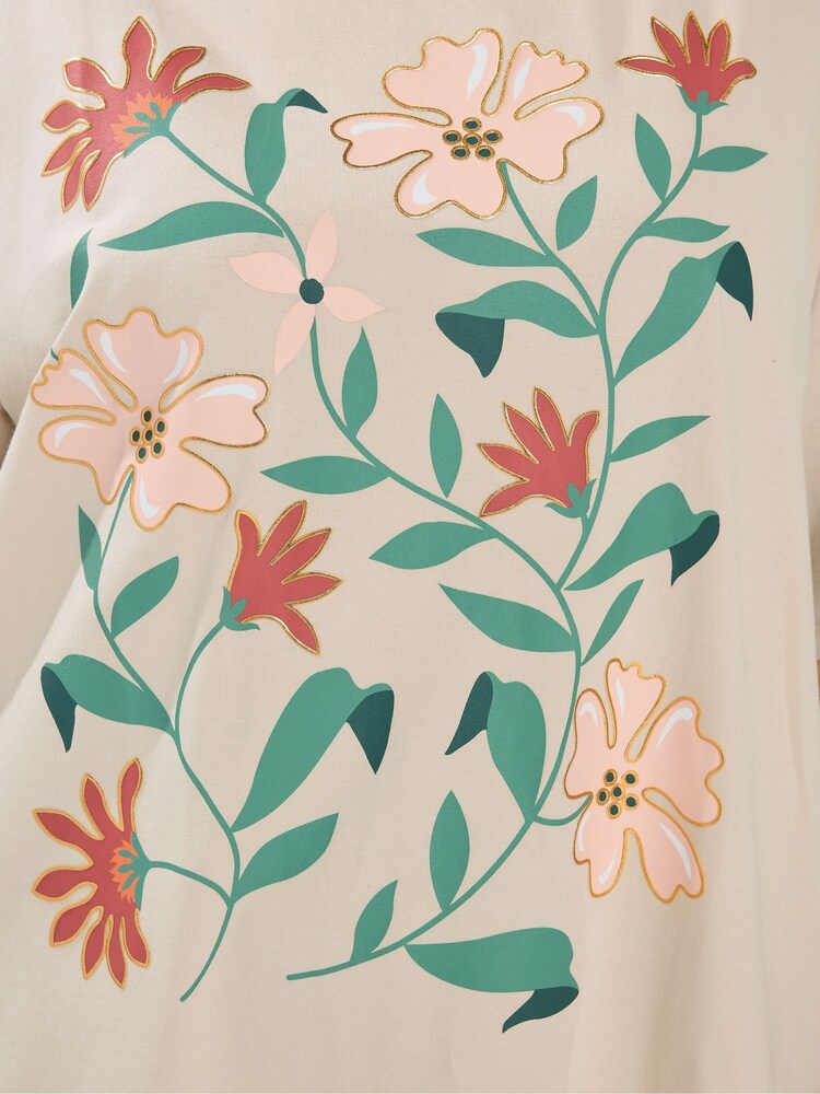 Yours Curve Natural Floral Graphic T-Shirt - Image 5 of 5