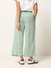 PixieGirl Petite Green Daisy Wide Leg Crop Trousers - Image 3 of 5