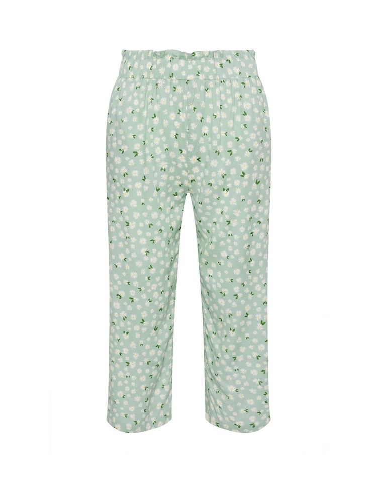 PixieGirl Petite Green Daisy Wide Leg Crop Trousers - Image 5 of 5