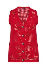 Yours Curve Red Crochet Knitted Waistcoat - Image 6 of 6