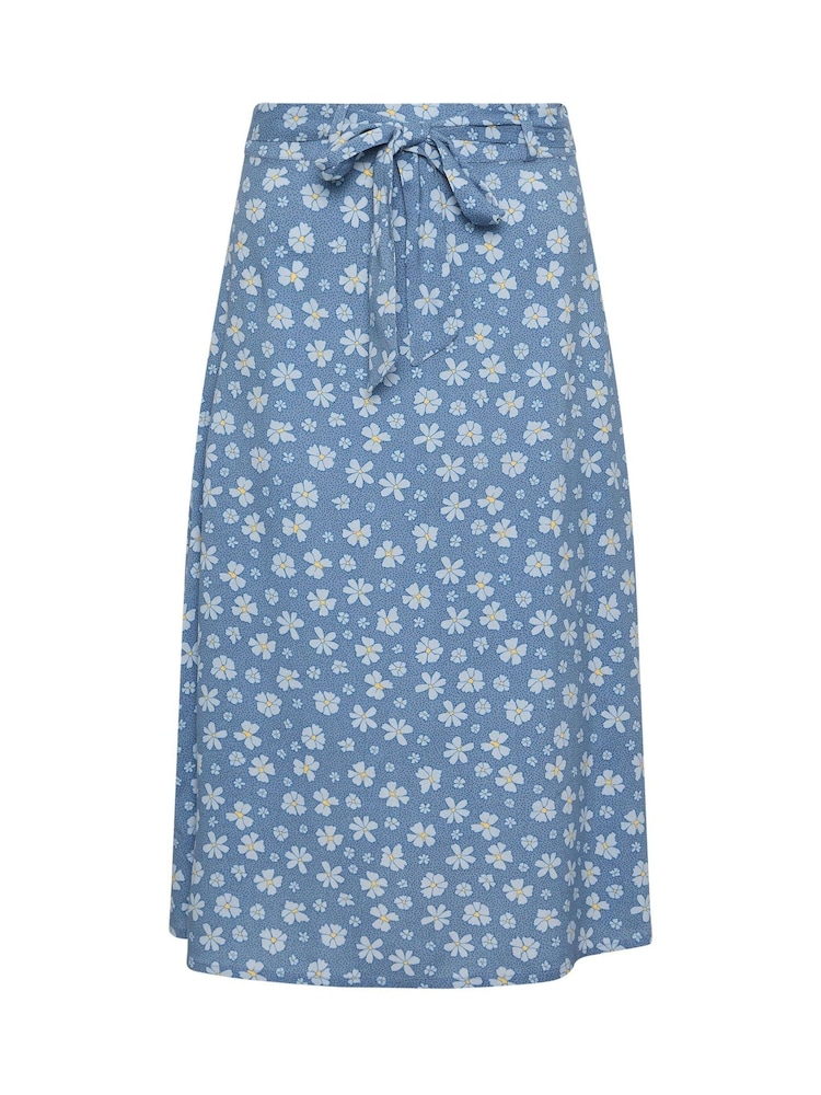 PixieGirl Petite Blue Daisy Belted Midi Skirt - Image 5 of 5 PixieGirl Petite Blue Daisy Belted Midi Skirt - Image 5 of 5