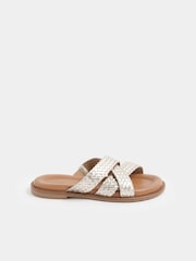Yours Curve Gold Extra Wide Fit Cross Strap Footbed Sandals - Image 2 of 5