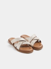 Yours Curve Gold Extra Wide Fit Cross Strap Footbed Sandals - Image 3 of 5