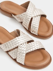 Yours Curve Gold Extra Wide Fit Cross Strap Footbed Sandals - Image 5 of 5