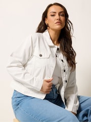 Yours Curve White Denim Jacket - Image 1 of 5