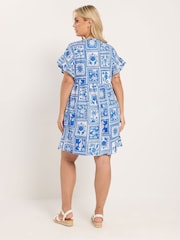 Yours Curve Blue Filled Sleeve Tunic Midi Dress - Image 2 of 5