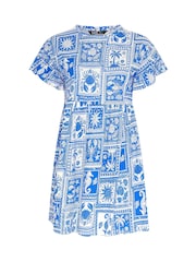 Yours Curve Blue Filled Sleeve Tunic Midi Dress - Image 5 of 5