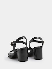 Yours Curve Black Extra Wide Fit Faux Leather Mid Block Heel Sandals - Image 4 of 5