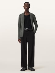 AllSaints Dark Green Mode Merino Wool Open Cardigan - Image 5 of 7