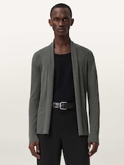 AllSaints Dark Green Mode Merino Wool Open Cardigan - Image 6 of 7