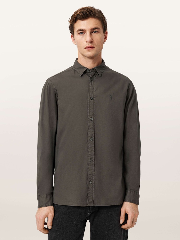 AllSaints Green Hawthorne Long Sleeve Shirt - Image 1 of 6 AllSaints Green Hawthorne Long Sleeve Shirt - Image 1 of 6