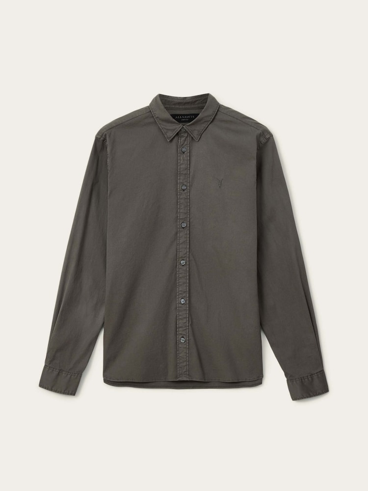 AllSaints Green Hawthorne Long Sleeve Shirt - Image 6 of 6 AllSaints Green Hawthorne Long Sleeve Shirt - Image 6 of 6
