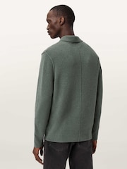 AllSaints Green Statten Long Sleeve Polo Shirt - Image 4 of 6