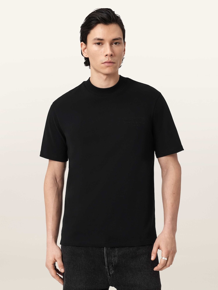 AllSaints Black Xavier Short Sleeve Crew Neck T-Shirt - Image 1 of 7 AllSaints Black Xavier Short Sleeve Crew Neck T-Shirt - Image 1 of 7