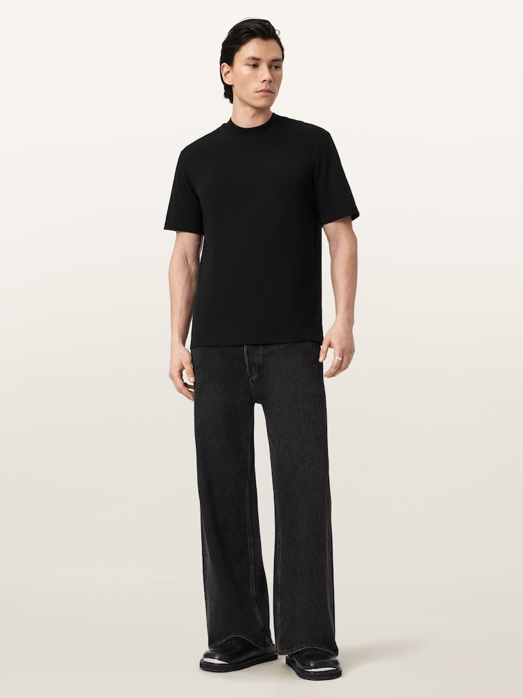 AllSaints Black Xavier Short Sleeve Crew Neck T-Shirt - Image 2 of 7 AllSaints Black Xavier Short Sleeve Crew Neck T-Shirt - Image 2 of 7
