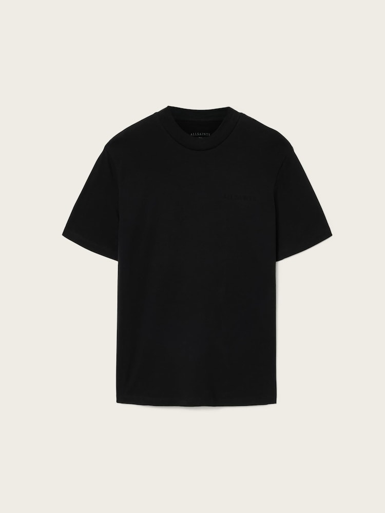 AllSaints Black Xavier Short Sleeve Crew Neck T-Shirt - Image 7 of 7 AllSaints Black Xavier Short Sleeve Crew Neck T-Shirt - Image 7 of 7