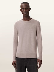 AllSaints Brown Mode Merino Crew Neck Jumper - Image 1 of 5
